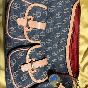 Dooney & Bourke Denim Blue and Soft Pink Clutch